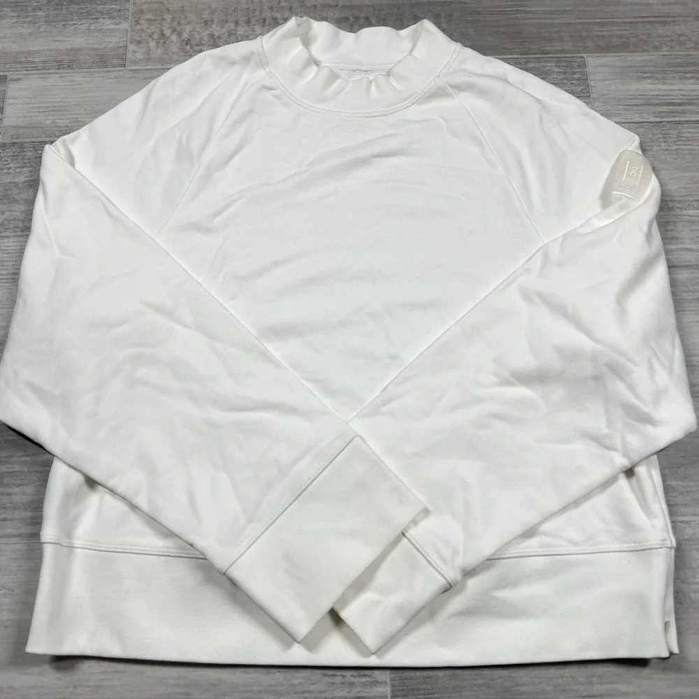 On Cloud Pullover Crew Neck White‎ Sweater French Terry Women's Large NWOT